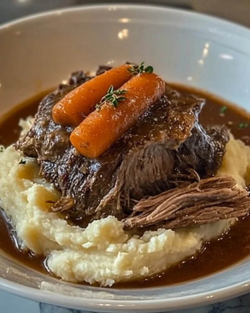 Pot Roast over Mashed Potatoes